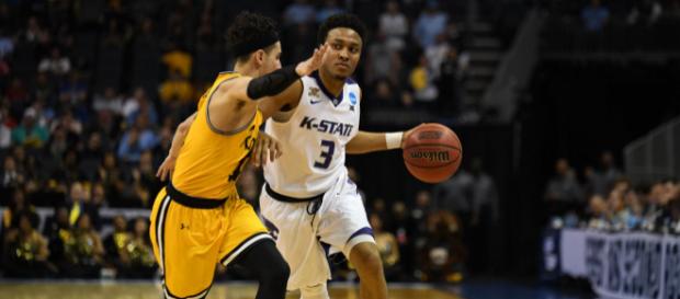 KSU's Kamau Stokes drives on UMBC point guard K.J. Maura (via @KStateMBB KSU's Kamau Stokes drives on UMBC point guard K.J. Maura (via @KStateMBB