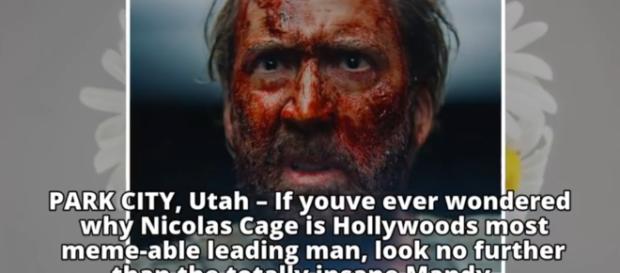 Nicolas Cage is a 'bloody mess' as Red Miller in the upcoming cult-horror flick, 'Mandy' Photo credit: YouTube. Nicolas Cage is a 'bloody mess' as Red Miller in the upcoming cult-horror flick, 'Mandy' Photo credit: YouTube.