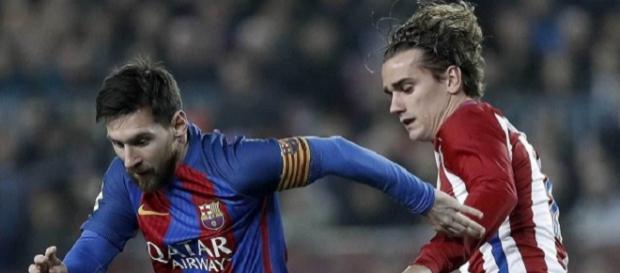 Leo Messi jogando contra Griezmann Leo Messi jogando contra Griezmann