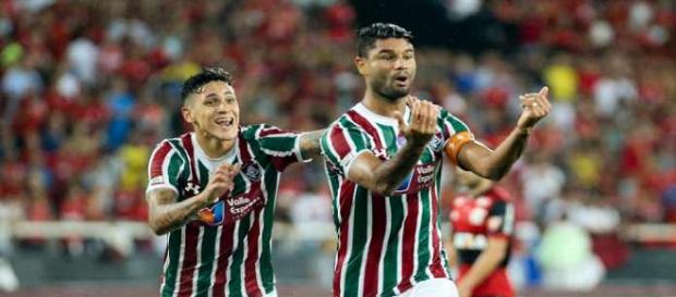 Gum marcou o gol que assegurou a invencibilidade do Fluminense sobre o Flamengo nesse início de 2018 (Foto: Reprodução/Lancepress) Gum marcou o gol que assegurou a invencibilidade do Fluminense sobre o Flamengo nesse início de 2018 (Foto: Reprodução/Lancepress)