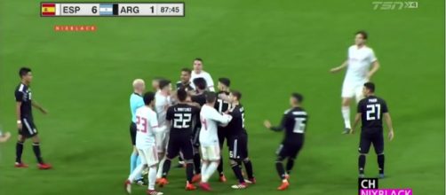 Tensions ran high in what was supposedly a friendly [image source: TSN/YouTube screenshot]