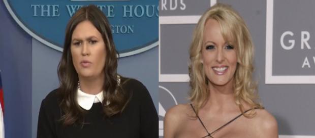 Sarah Sanders, Stormy Daniels, via Twitter Sarah Sanders, Stormy Daniels, via Twitter