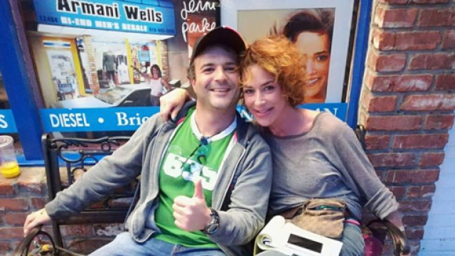 l'artista pugliese Gianluca Veggia con l'attrice Claudia Wells a Los Angeles