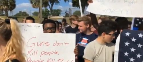 Rockledge High School students walk out in support of 2nd amendment. - [jsamples-YouTube screecap]
