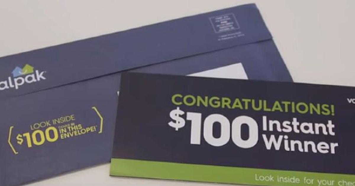 Valpak is putting free 100 checks in some envelopes