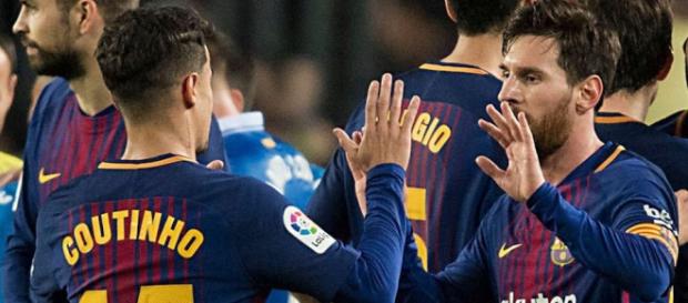 Leo Messi com Philippe Coutinho Leo Messi com Philippe Coutinho