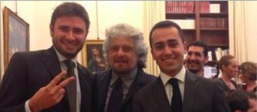 Di Battista, Grillo ed il candidato premier Di Maio