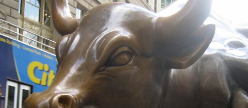 The bronze bull at the entrance to the New York Stock Exchange. [Image credit: Wally Gobetz via Flickr]