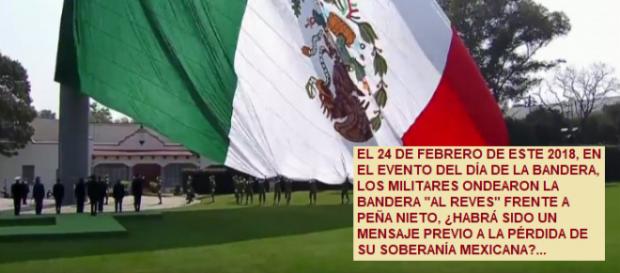 Mensaje oculto envían los militares al ondear la bandera mexicana al revés frente a Peña Nieto Mensaje oculto envían los militares al ondear la bandera mexicana al revés frente a Peña Nieto