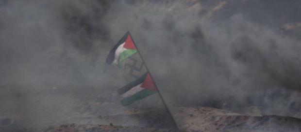 La bandiera con la svastica a Gaza La bandiera con la svastica a Gaza