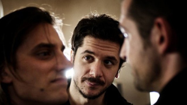 Gabriele Maineti, Claudio Santamaria e Luca Marinelli sul set di 'Lo chiamavano Jeeg Robot'