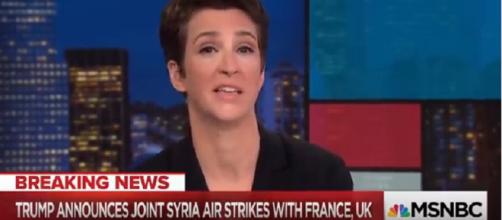 Rachel Maddow from 'The Rachel Maddow Show' announcing Trump air strikes on Syria. - [MSNBC / YouTube screencap]