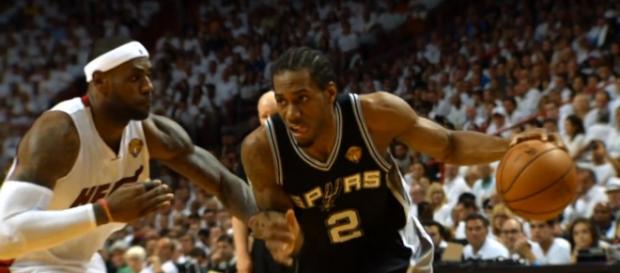 LeBron James defending San Antonio Spurs forward Kawhi Leonard during the 2014 NBA Finals -- NBA via YouTube LeBron James defending San Antonio Spurs forward Kawhi Leonard during the 2014 NBA Finals -- NBA via YouTube