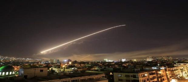 Rooftop photo of missile in Syria (photo by civilian) Rooftop photo of missile in Syria (photo by civilian)