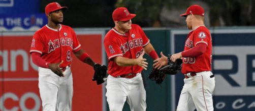 Angels in the outfield. [Image via MLB.com/YouTube]