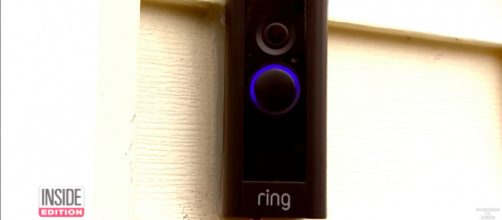 Amazon's Ring Video Doorbell provides video and a two-way speaker integrated through smart devices. [image source: Inside Edition via YouTube]