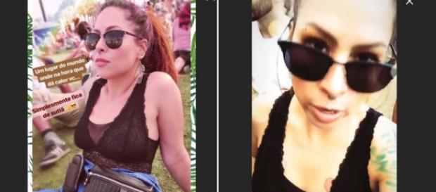 Cantora Pitty curte o festival Coachella de sutiã (Reprodução/Instagram) Cantora Pitty curte o festival Coachella de sutiã (Reprodução/Instagram)