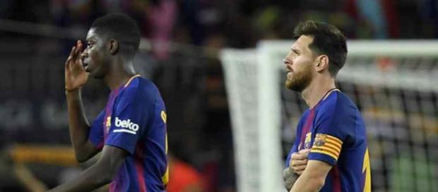 Leo Messi e Dembélé compartilham o ataque do Barcelona Leo Messi e Dembélé compartilham o ataque do Barcelona
