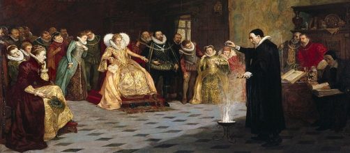 "John Dee realizando un experimento ante Isabel I de Inglaterra", por Henry Gillard Glindoni.