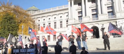 White supremacist and neo-Nazi gathering, 2017. [Image source: VOX/YouTube]
