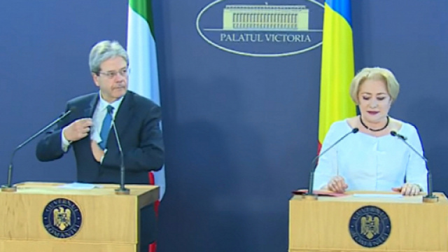 Un momento dell'incontro di Paolo Gentiloni con Viorica Dăncilă.