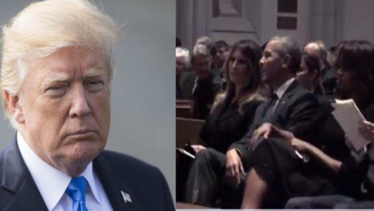 Trump Live Tweets Barbara Bush S Funeral Melania Sits Next To