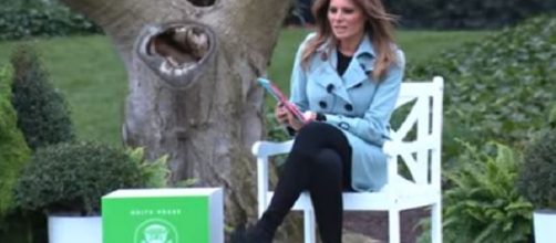 Melania Trump reading nook during Easter Egg Roll [Photo credits: The White House/YouTube Screenshot]