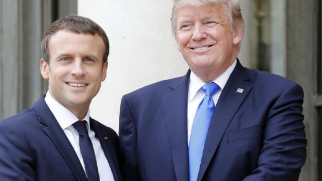 Emmanuel Macron insiema a Donald Trump