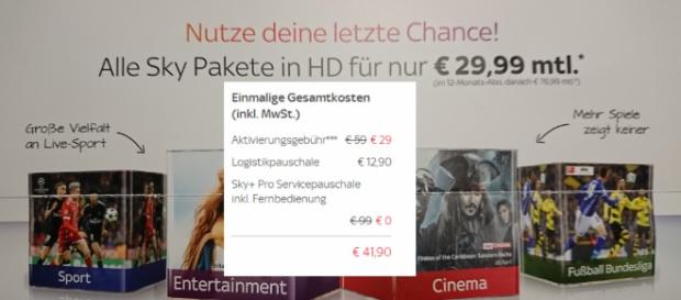 Letzte Chancen sind bei Sky nicht umsonst: 41,90 Euro soll ein Ex-Kunden zahlen, wenn er ein Rückholangebot annimmt / privat, sky.de Letzte Chancen sind bei Sky nicht umsonst: 41,90 Euro soll ein Ex-Kunden zahlen, wenn er ein Rückholangebot annimmt / privat, sky.de