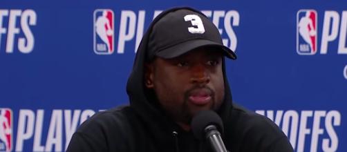 Dwyane Wade addresses the media after losing Game 5 to the Philadelphia 76ers. [image source: House of Highlights/YouTube screenshot]