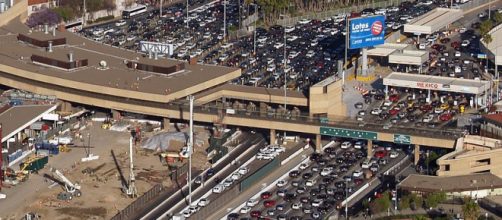 Aerial view of the border crossing between San Diego and Tijuana (Image credit – Philkon, Wikimedia Commons)