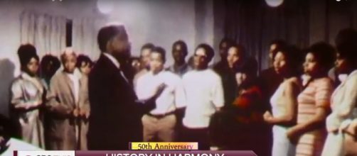 Singers of Prairie View A&M University a cappella concert choir honor MLK 50 years ago and today. Screencap CBS This Morning/YouTube