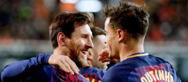 Leo Messi vai se dando bem com Coutinho no Barça Leo Messi vai se dando bem com Coutinho no Barça