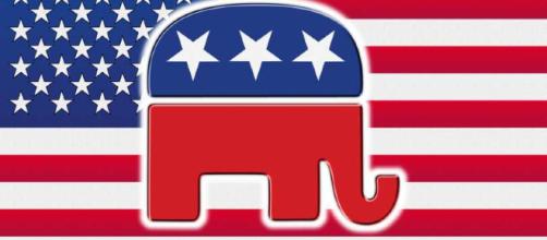 The Republican mascot over the American flag (Image Credit: LifeSiteNews)