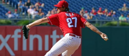 Aaron Nola and the Phillies are flying high so far in 2018. [Image via USA Today Sports/YouTube]