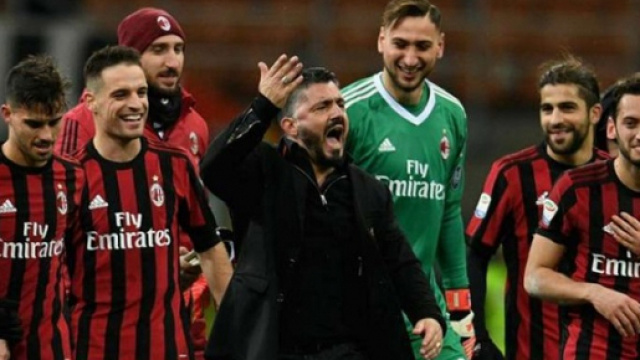 Gattuso e team, esultanza Milan