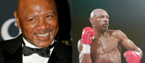 Marvin Hagler, ospite in una scuola di Secondigliano (NA)