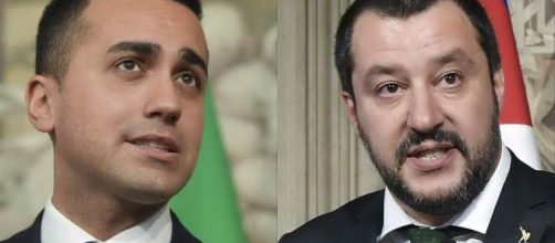 In alto, il leader 5 Stelle Di Maio e il presidente leghista Matteo Salvini