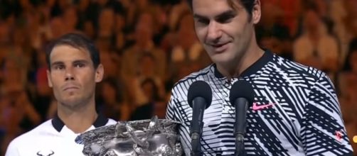 Roger Federer during a speech after winning the 2017 Australian Open/ Photo: screenshot via Australian Open TV channel on YouTube
