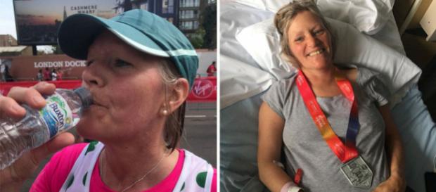 Johanna Pakenham quase morreu após beber muita água durante uma maratona Johanna Pakenham quase morreu após beber muita água durante uma maratona