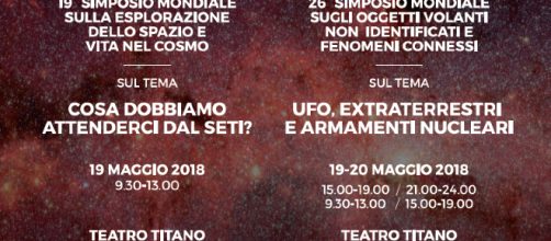 La locandina dei Simposi su Spazio e UFO 2018 a San Marino