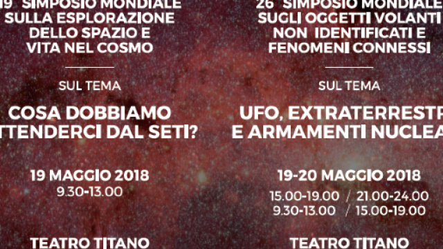 La locandina dei Simposi su Spazio e UFO 2018 a San Marino