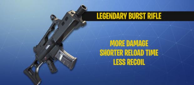 Legendary burst rifle coming to "Fortnite Battle Royale." Image Credit: Own work Legendary burst rifle coming to "Fortnite Battle Royale." Image Credit: Own work