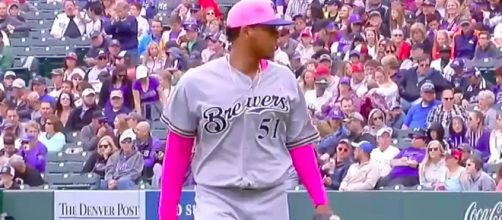 Freddy Peralta set records while his family watched against the Colorado Rockies. [image source: Green Mode/YouTube screenshot]