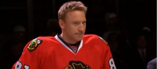 Hossa when he played in his 1000th NHL game - image - wenusz7 / Youtube