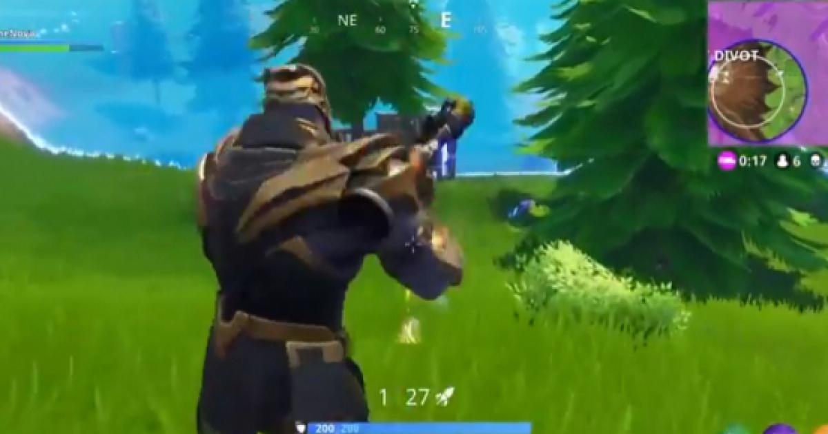 fortnite fan found glitch that allowed thanos to build and shoot weapons - fortnite fine