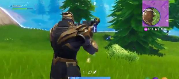 A screenshot of Thanos in 'Fortnite' - YouTube/Fine Nova A screenshot of Thanos in 'Fortnite' - YouTube/Fine Nova