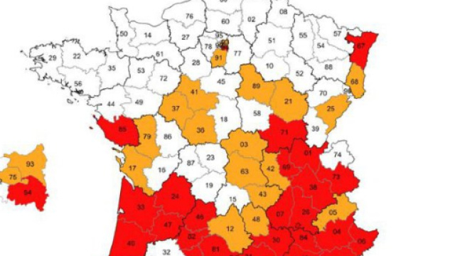 En noir, les départements infestés par le moustique tigre, un prédateur de quelques millimètres capable de transmettre des maladies graves