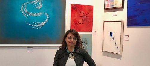 Artist Nita Patel exhibited her eye-catching work at ArtExpo in New York City in 2018. / Image via Nita Patel, used with permission.