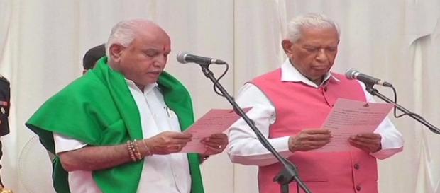 Yeddyurappa took oath as Karnataka CM today (Image via NDTV Screencap) Yeddyurappa took oath as Karnataka CM today (Image via NDTV Screencap)